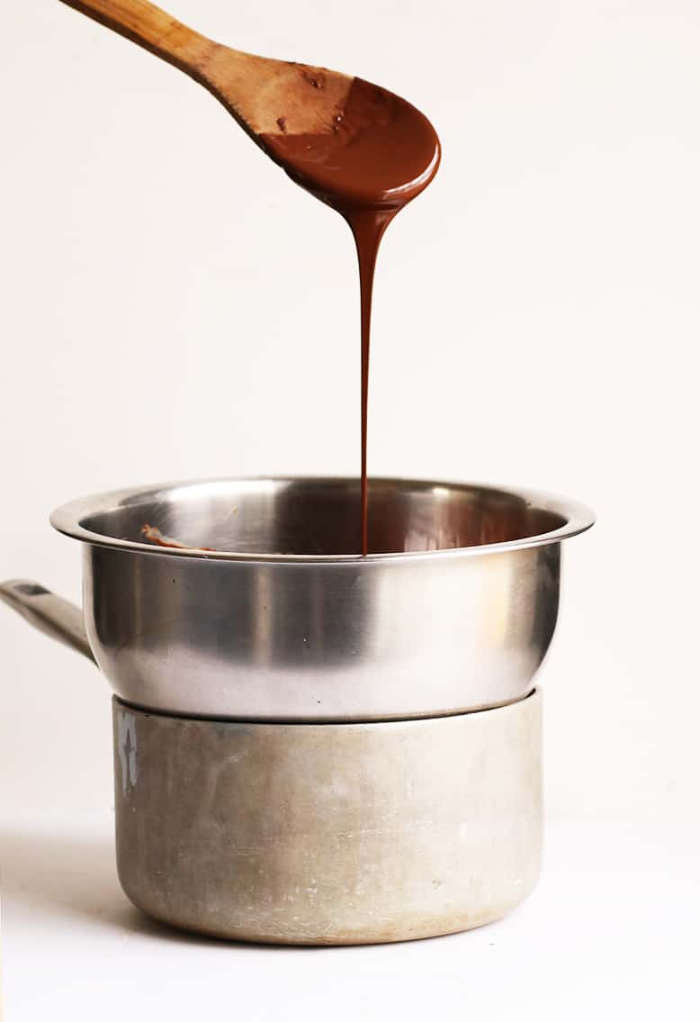 Melted chocolate in double boiler