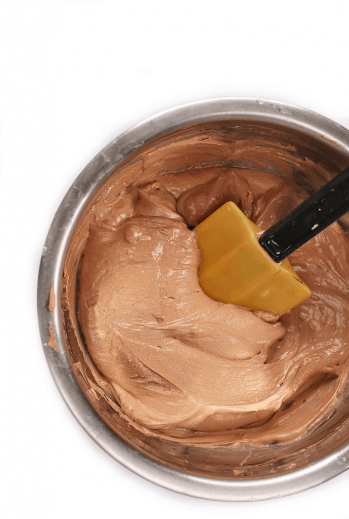 Chocolate Buttercream in a metal bowl