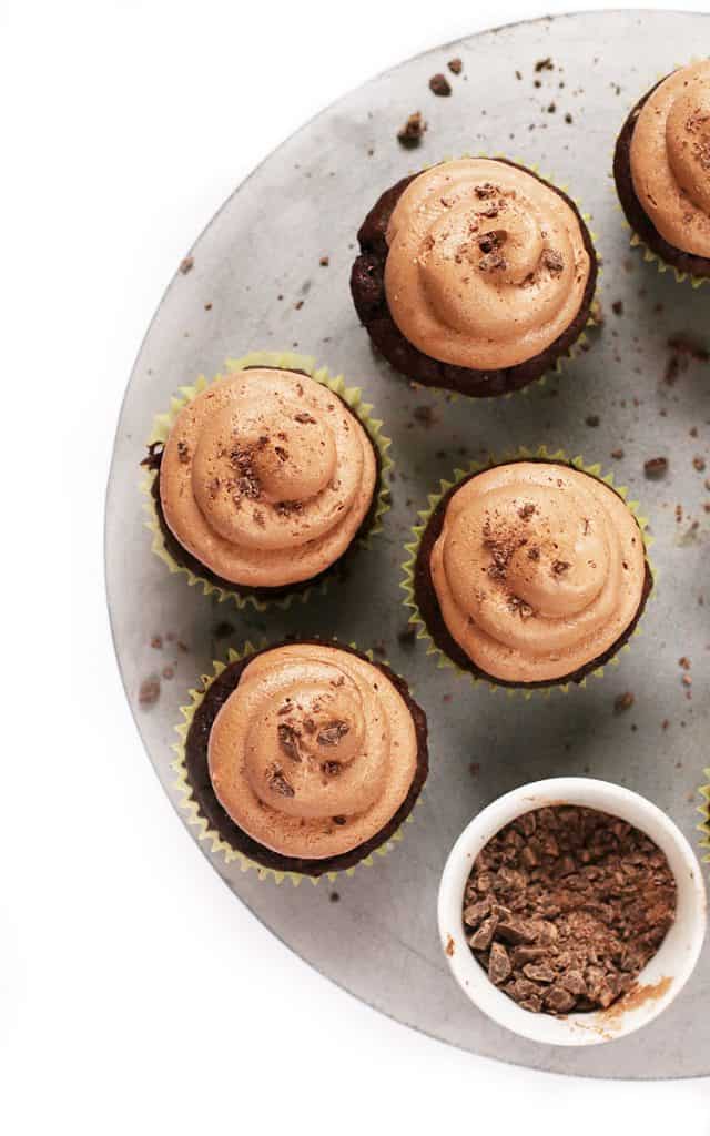Overhead shot of finished cupcakes