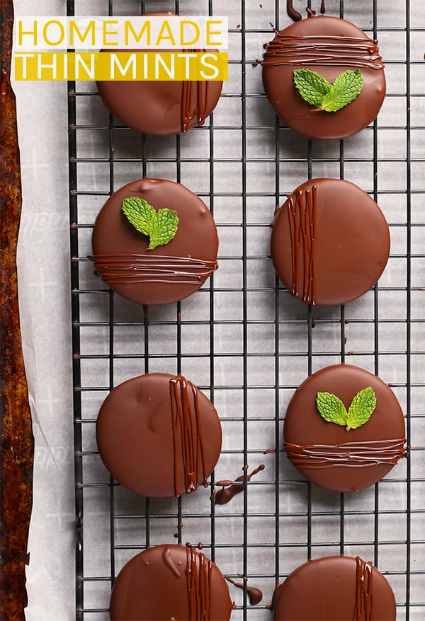 Easy to make, these Homemade Thin Mint Cookies are just as you remembered them – chocolatey, minty, and coated in chocolate for the perfect midday snack. #vegan #cookies #thinmints #chocolate #snacks #kidrecipes #recipes #mydarlingvegan