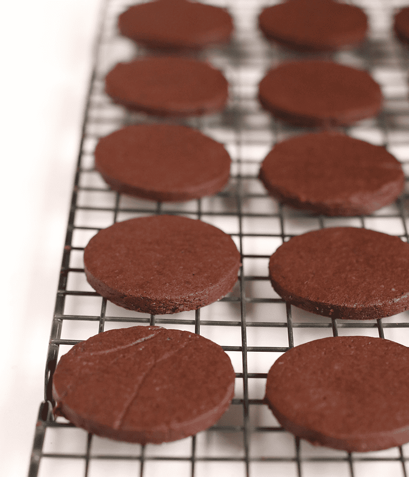 Homemade Thin Mints on cooling rack