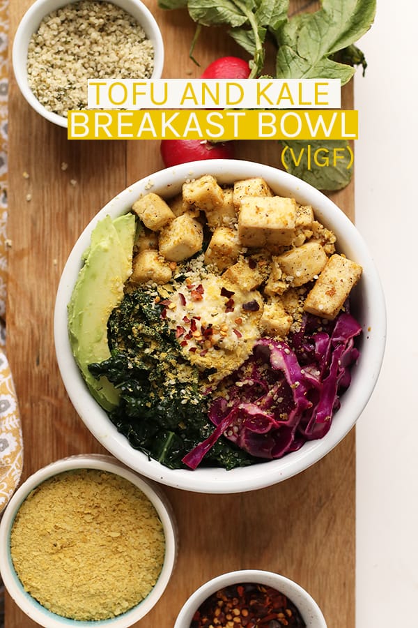 This Vegan Breakfast Bowl with Tofu and Kale has everything you need – protein, healthy fats, and the best superfoods to energize you and keep you going all day long. #vegan #tofu #breakfast #kale #recipes #vegetarian #glutenfree #mydarlingvegan