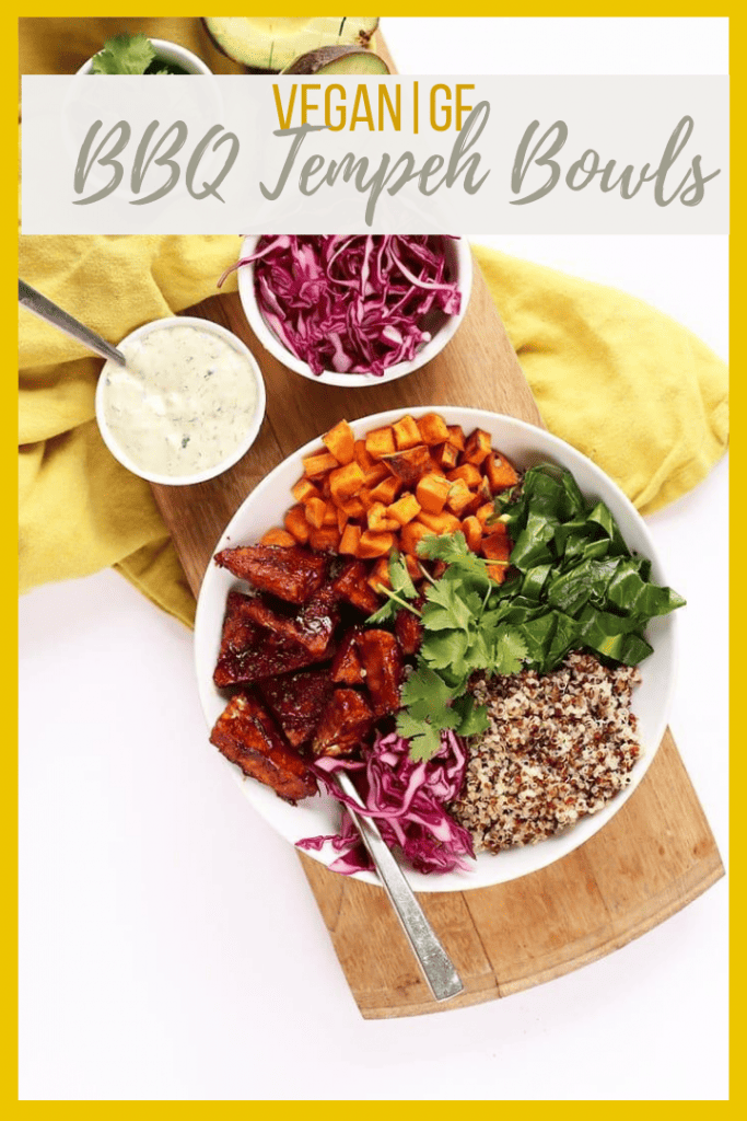 This BBQ Tempeh Quinoa Bowl is amazing. It is filled with seasoned vegetables, delicious proteins, and fresh flavor for a vegan and gluten-free dinner recipe everyone will love.