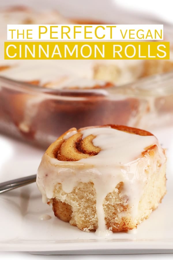 These easy vegan cinnamon rolls are sweet, tender, and filled with cinnamon flavor for a plant-based spin on a classic favorite. Simple and fool-proof. #vegan #cinnamonrolls #veganpastries #veganrecipes