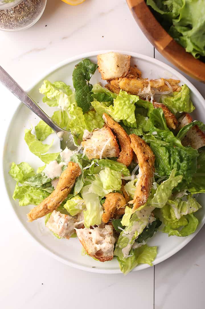 Vegan Caesar Salad with Soy Curls