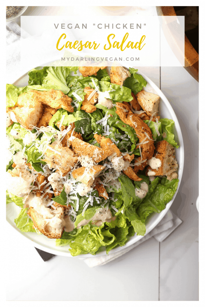 A refreshing and classic vegan Caesar Salad made with a mixture of Romaine lettuce and kale and topped with vegan parmesan, fresh croutons, and homemade caesar dressing. It's a healthy spin on a classic salad that everyone will love.