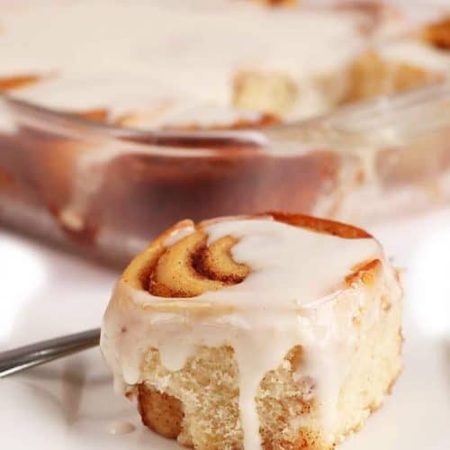 Vegan Cinnamon Rolls on a white plate