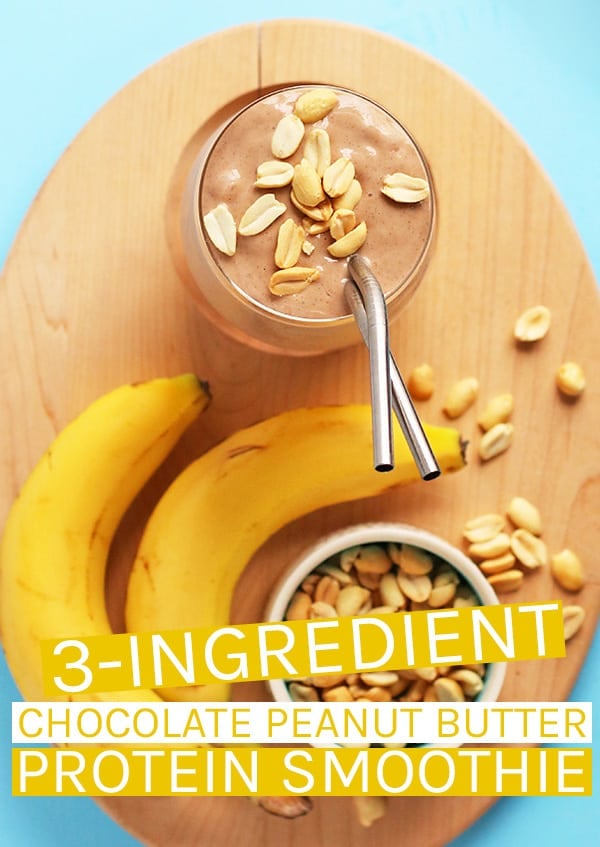 A delicious and refreshing chocolate peanut butter protein shake made with just 3 simple, plant-based, protein-rich ingredients. Made in just 5 minutes for a wholesome and hearty breakfast. #vegan #smoothie #protein #veganrecipes #mydarlingvegan #breakfast #healthy