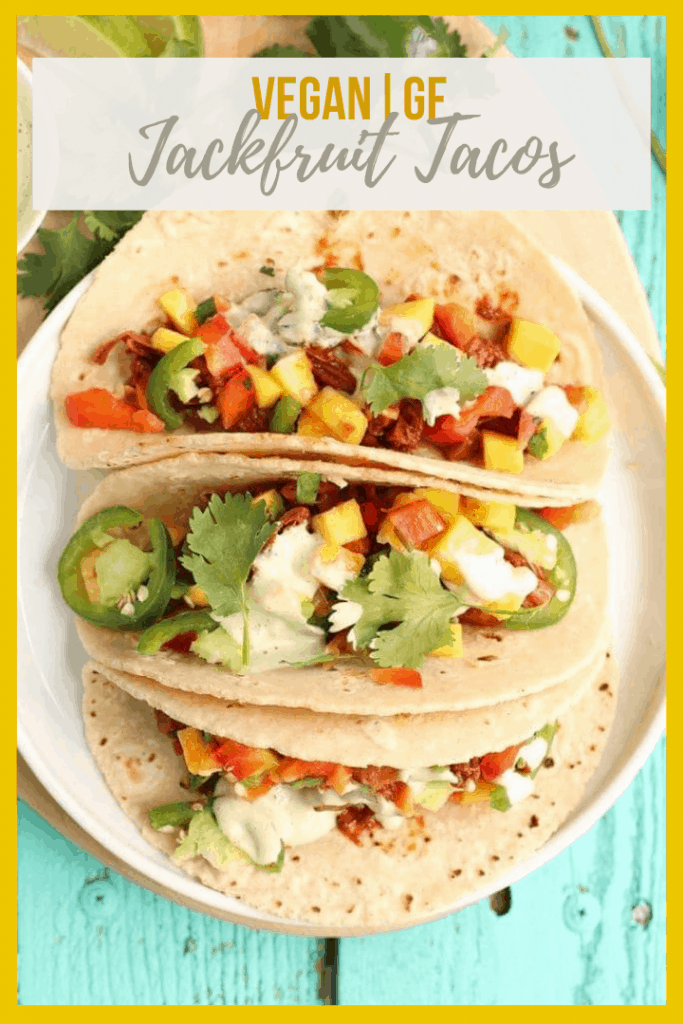 These BBQ Jackfruit Tacos with Mango Salsa are a delicious vegan and gluten-free recipe filled with sweet and tangy flavors that the whole family will love.