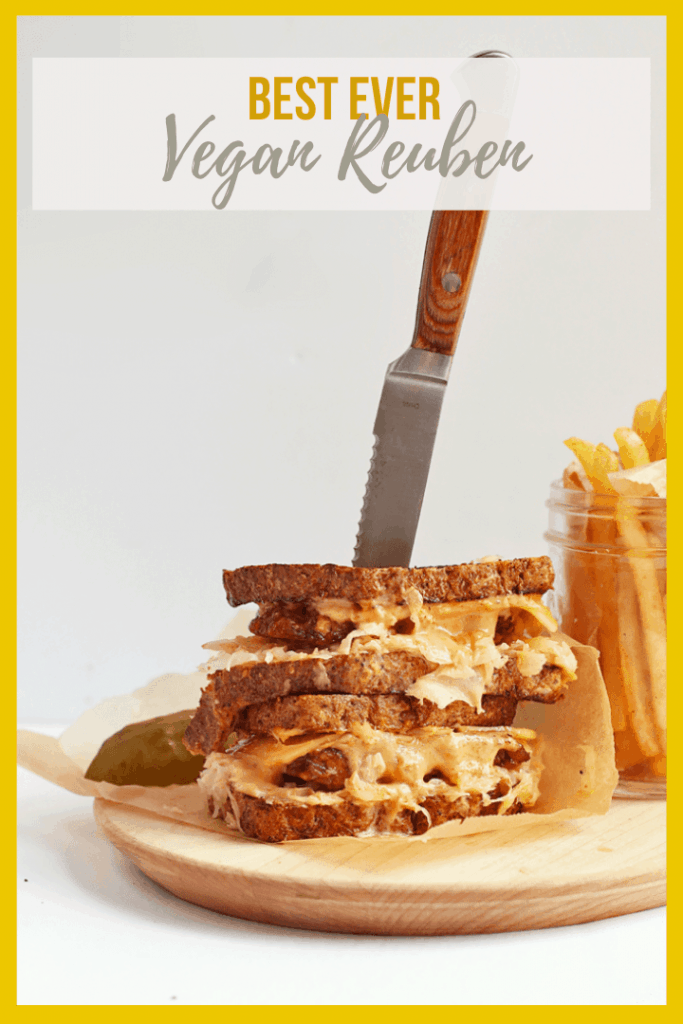 You're going to love this Vegan Tempeh Reuben! It is made with marinated and grilled tempeh, homemade Russian Dressing, and seeded rye bread for a saucy and delicious classic vegan sandwich.