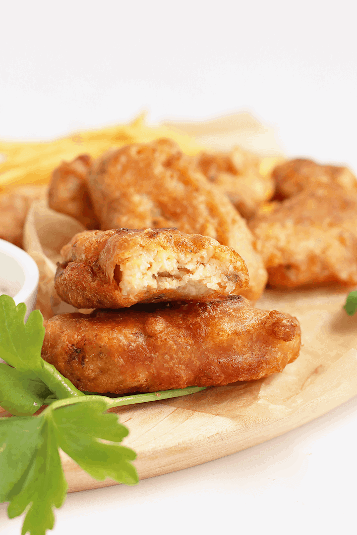 Vegan Fish Sticks cut in half