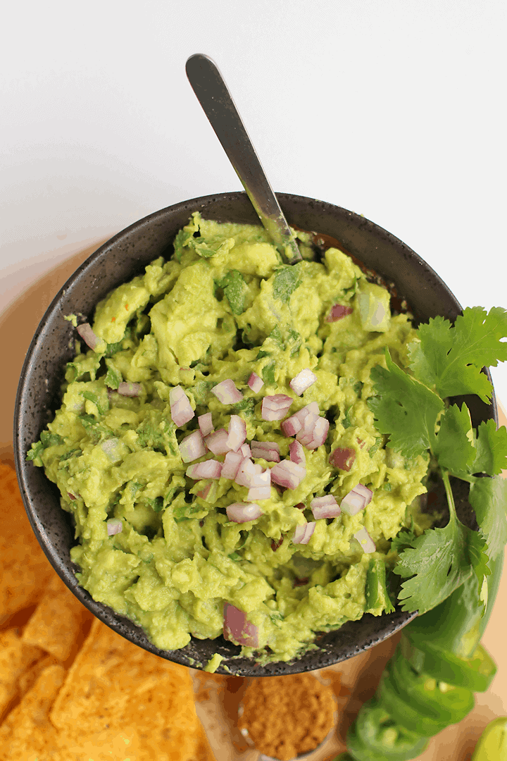 Close up of homemade guacamole