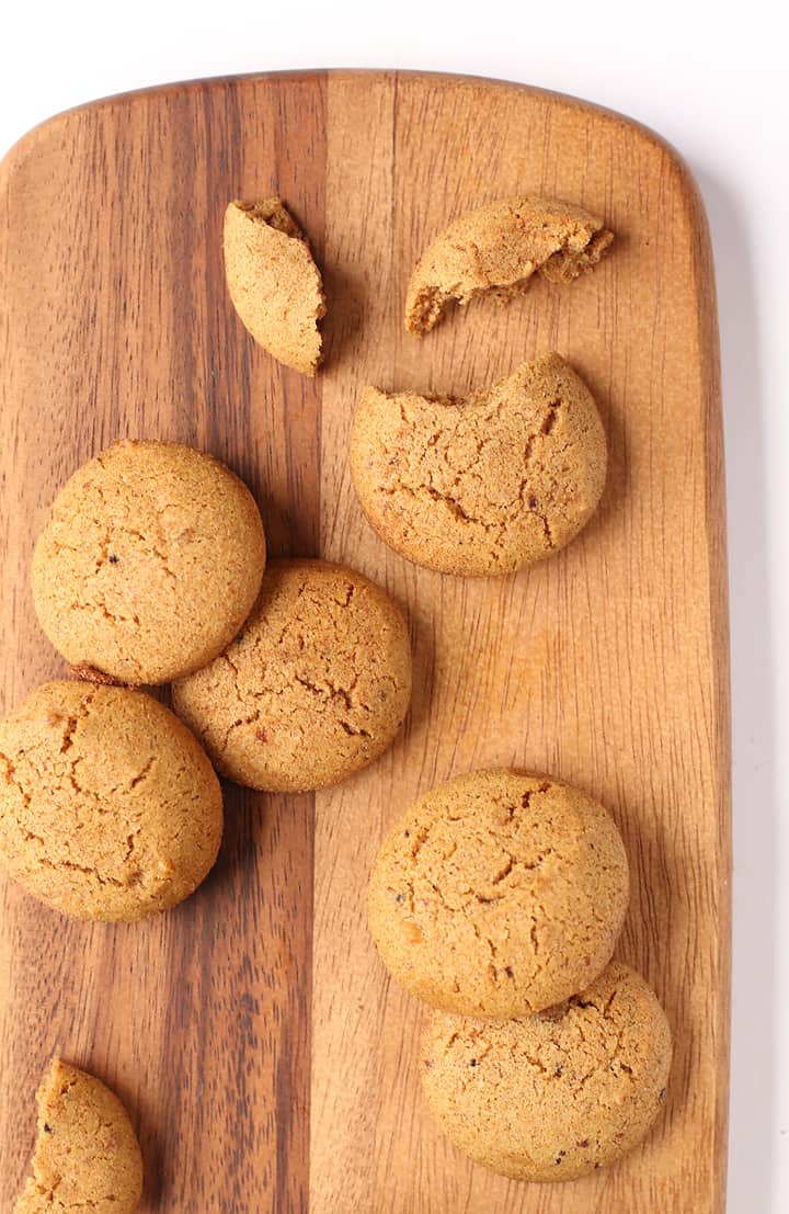 Enjoy life snickerdoodle on a wooden cutting board