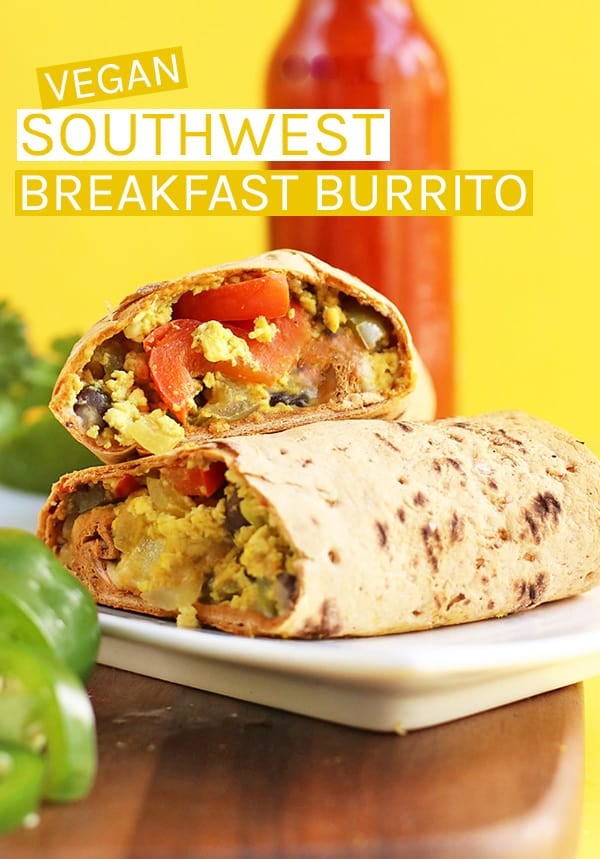 This Southwest Vegan Breakfast Burrito is loaded with protein and vegetables and filled with flavor for a healthy, delicious breakfast. #vegan #veganburrito #veganbreakfast #veganrecipes #breakfastburrito #breakfast #southwest #vegetarian #mydarlingvegan