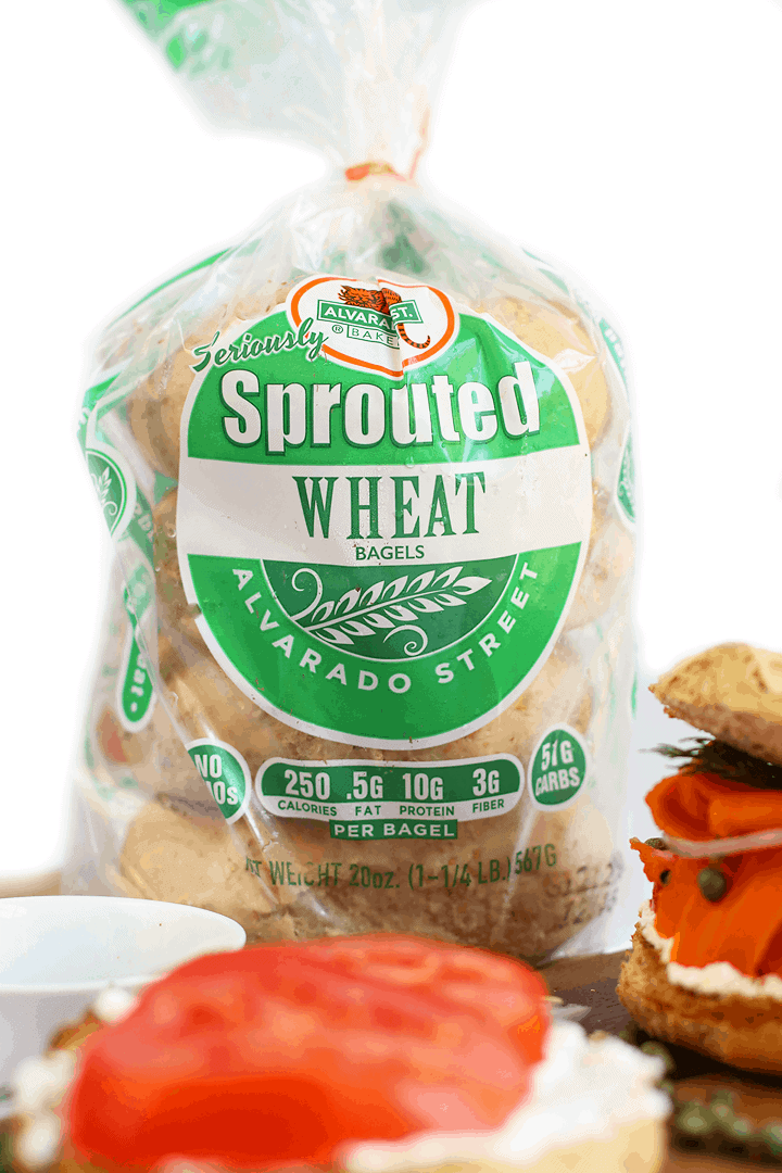Bag of sprouted wheat bagels
