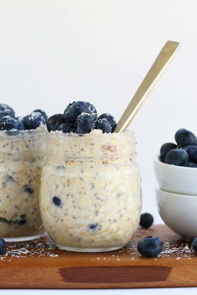 Finished oats with fresh blueberries