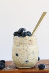 Blueberry Overnight Oats in small Mason Jar