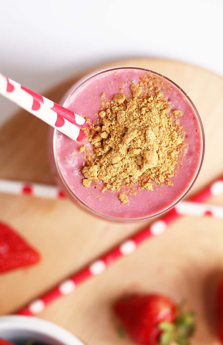 Overhead shot of finished smoothie