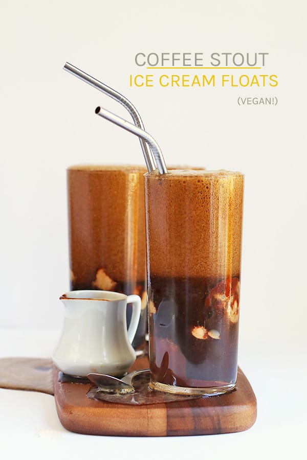 A refreshing and boozy summertime beverage, this vegan Coffee Stout Float is something you’ll want to get your hands on immediately. #vegan #icecream #stout #boozyrecipes #floats #dessert #drinks #mydarlingvegan #sponsored
