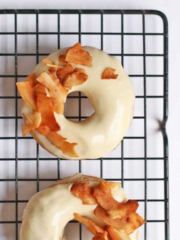Maple Doughnuts with Coconut Bacon