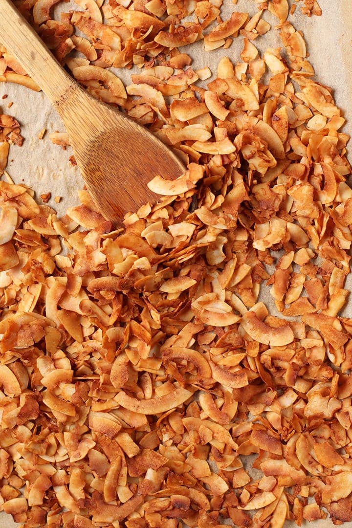 Coconut Bacon on sheet pan