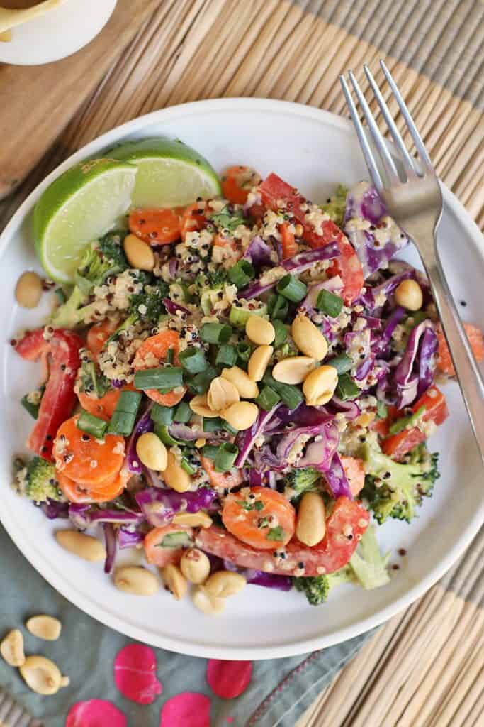 Thai Peanut Salad on a white plate