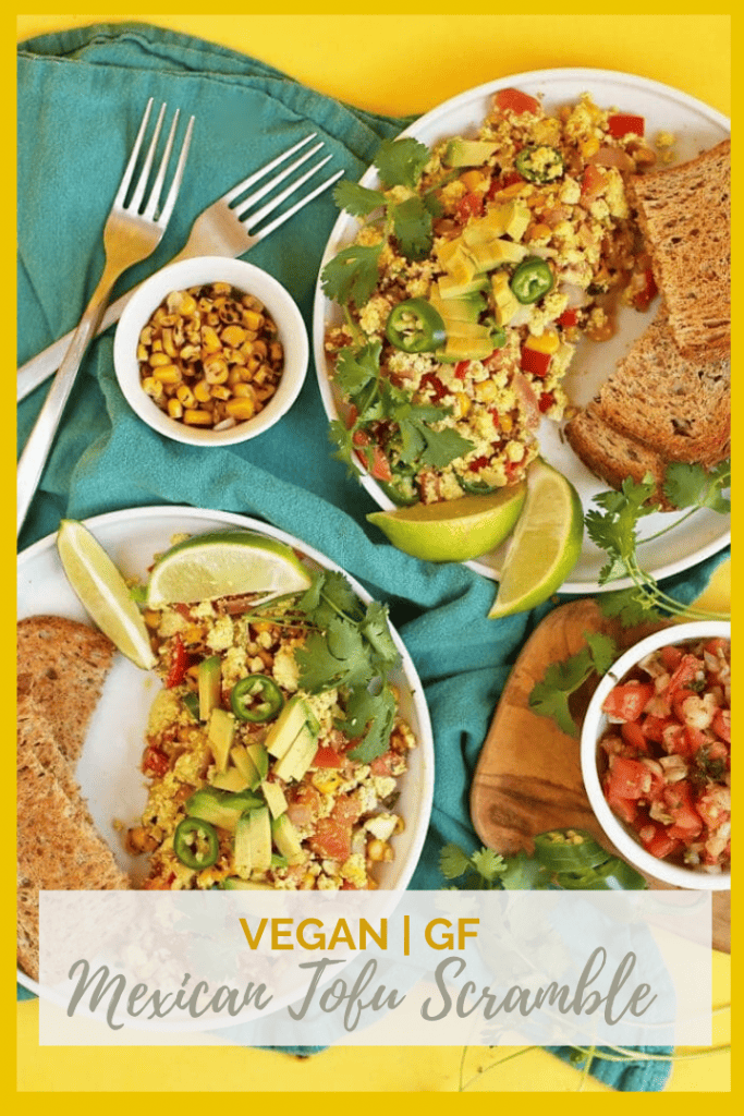 Start your morning off with this vegan and gluten-free Mexica Tofu Scrambled filled with fresh corn, pico de gallo, cilantro, and avocado. Ready in 20 minutes for a quick and satisfying meal.