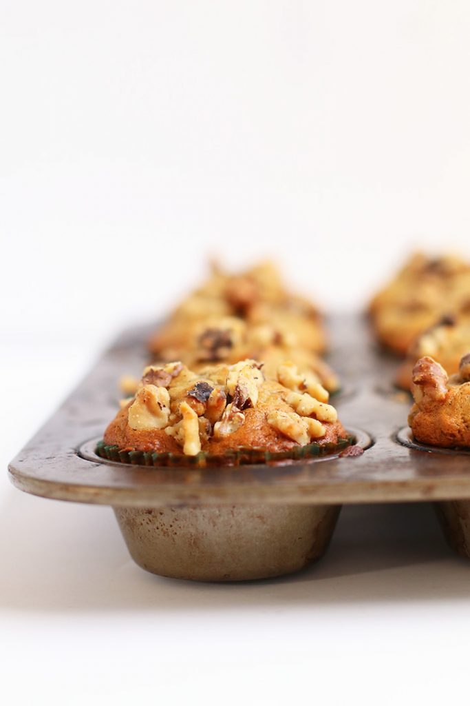 Finished muffins in a muffin tin