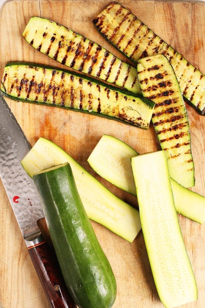 Sliced and grilled zucchini