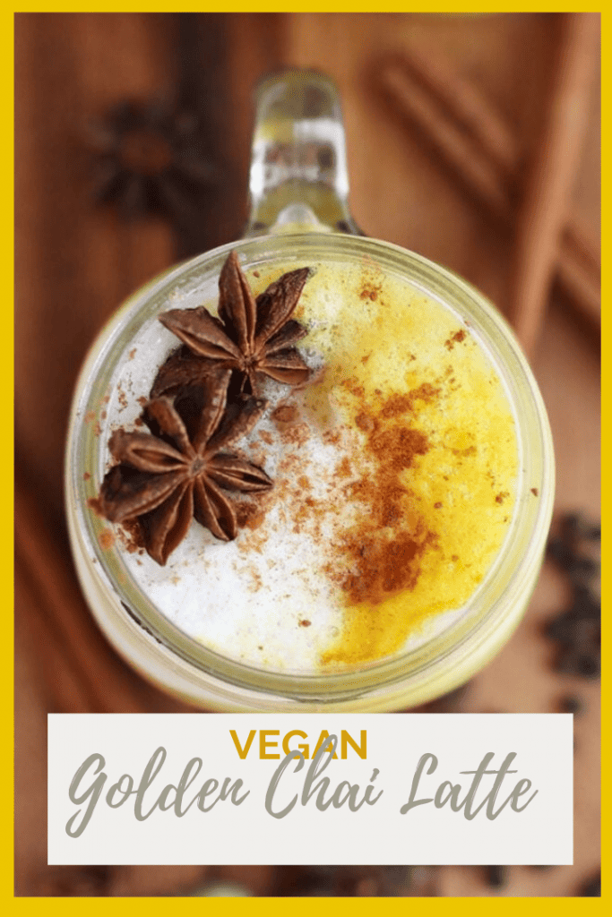 Start your morning with this Golden Chai Latte. It is made with black tea, whole spices, and a hint of turmeric for a sweet and spicy morning drink filled with health benefits and fantastic flavor.