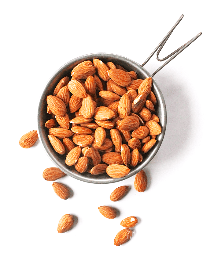 Jar of raw almonds