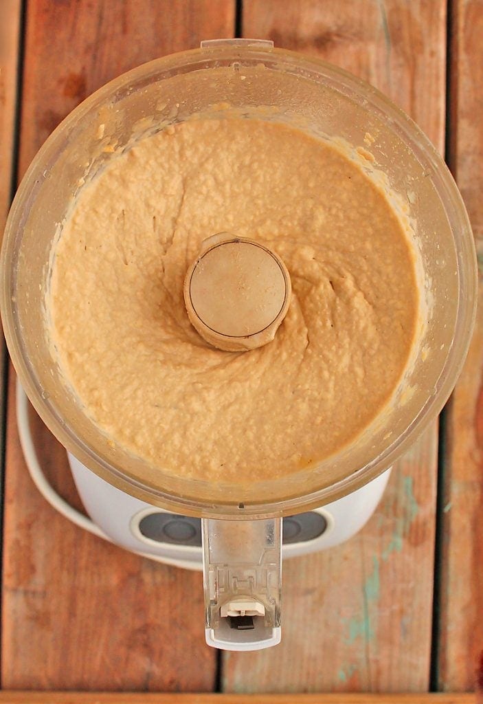 Hummus in a food processor