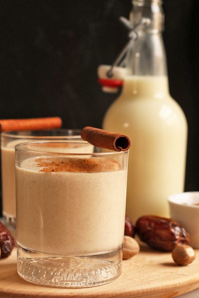 Two glasses of homemade eggnog