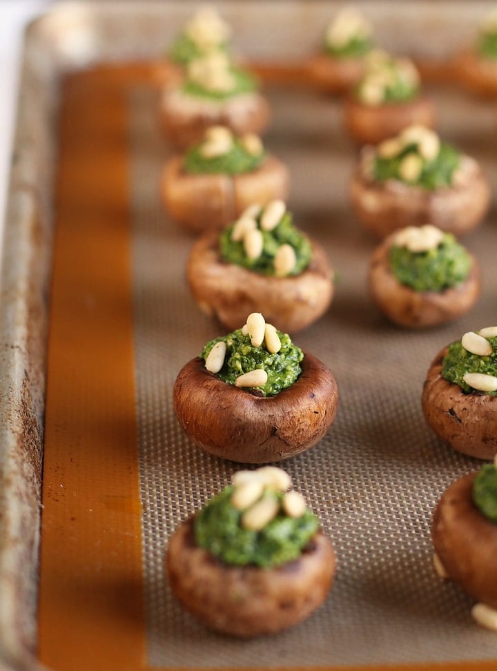 Finished mushrooms on a baking sheet