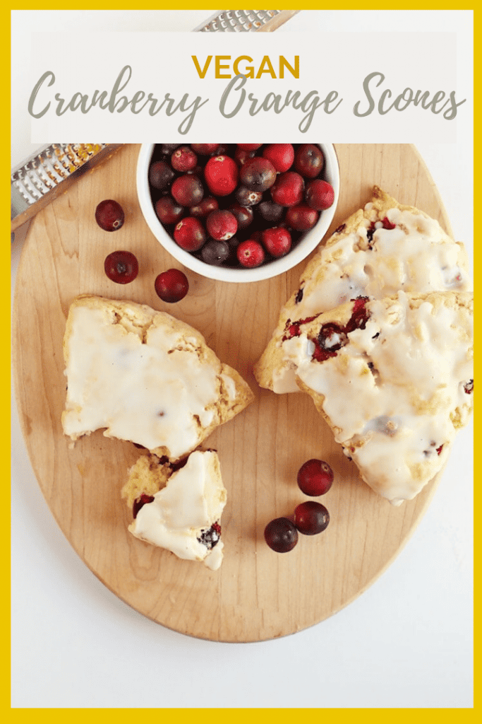 Wake up this Christmas morning with these delightfully sweet and tart Vegan Cranberry Orange Scones topped with Orange Glaze. So good; you won't believe they are vegan! 