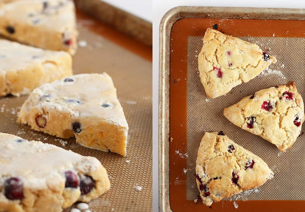 Unbaked scones on a baking sheet