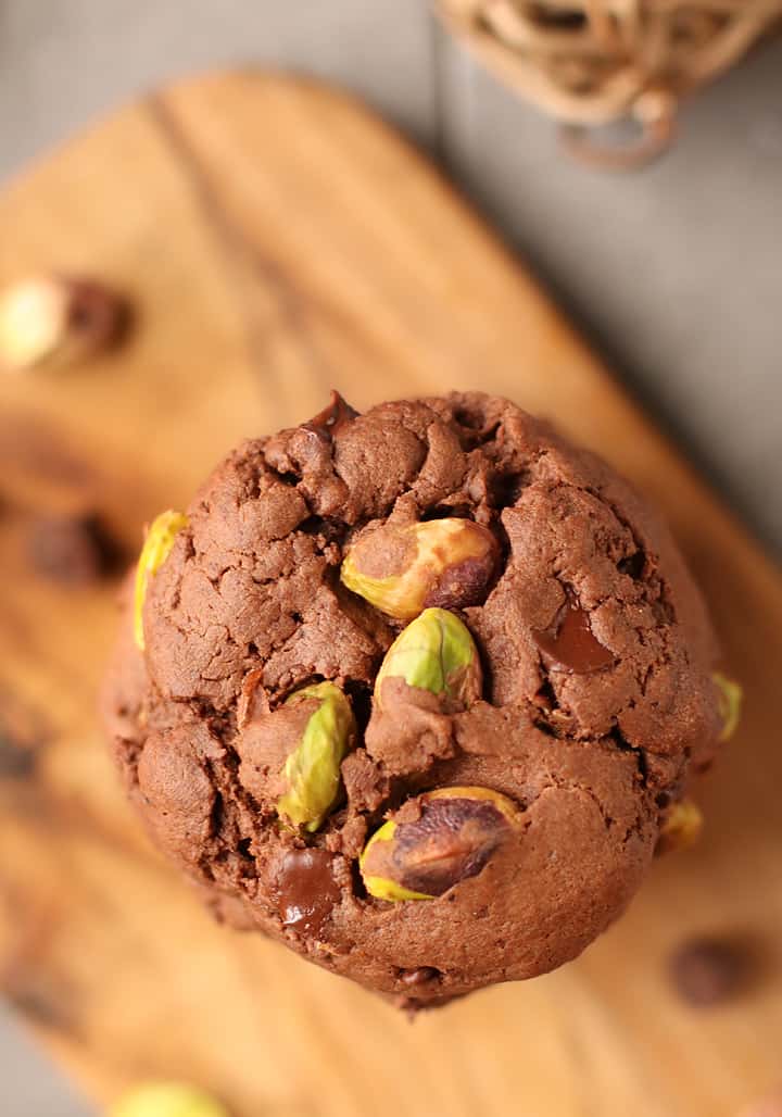 Overhead shot of Chocolate Pistachio Cookies