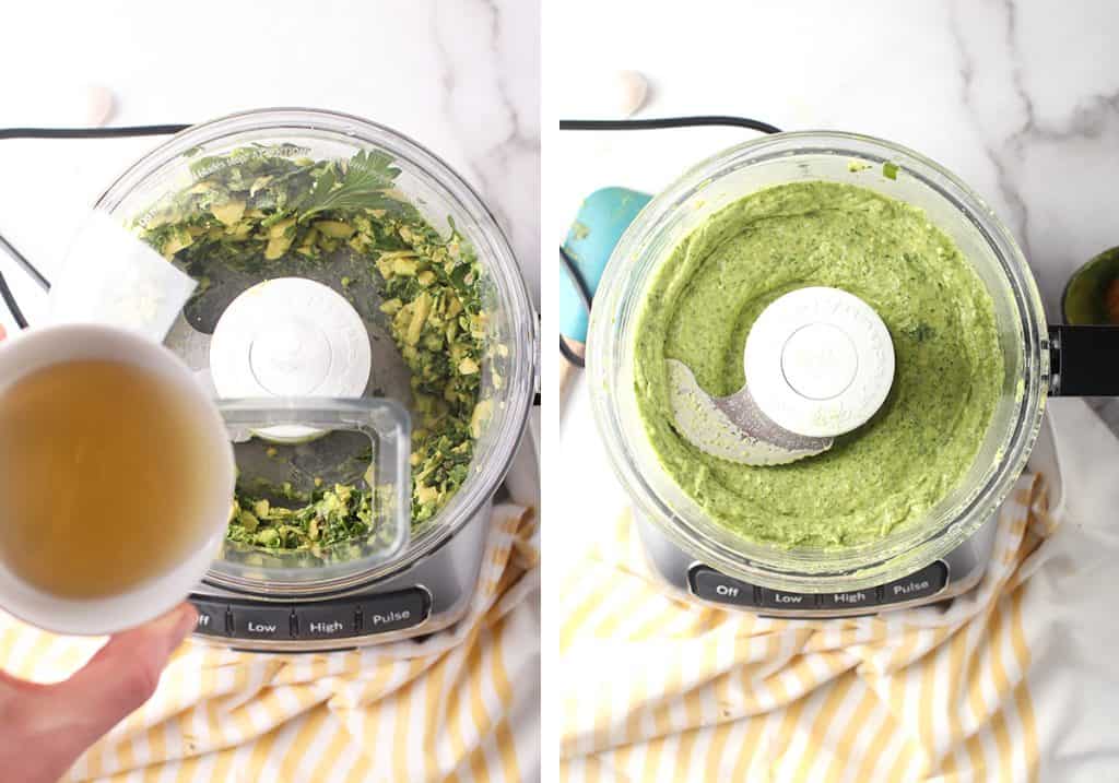 Finished homemade dressing in a food processor