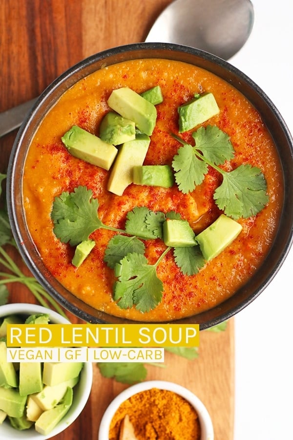 Warm up with this Red Lentil Curry Soup. Vegan and gluten-free for a wholesome and satisfying weeknight soup meal that the whole family will love.