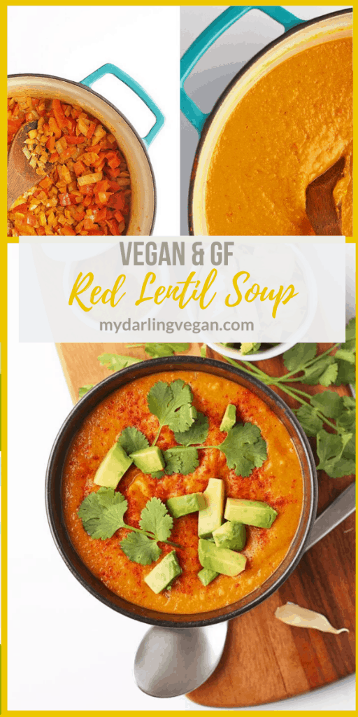 Warm up with this Red Lentil Curry Soup. Vegan and gluten-free for a wholesome and satisfying weeknight soup meal that the whole family will love.