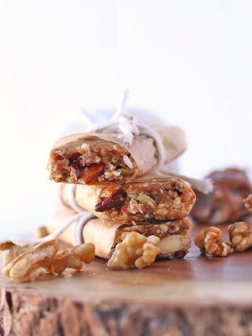 3 granola bars stacked on one another