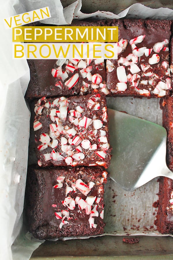 Fudgy, moist, and filled with minty flavor, these vegan peppermint brownies will become a holiday treat. Made in under an hour for a dessert that will impress all your friends. #vegan #veganrecipes #brownies #christmasrecipes #christmas #veganholidays #mydarlingvevegan