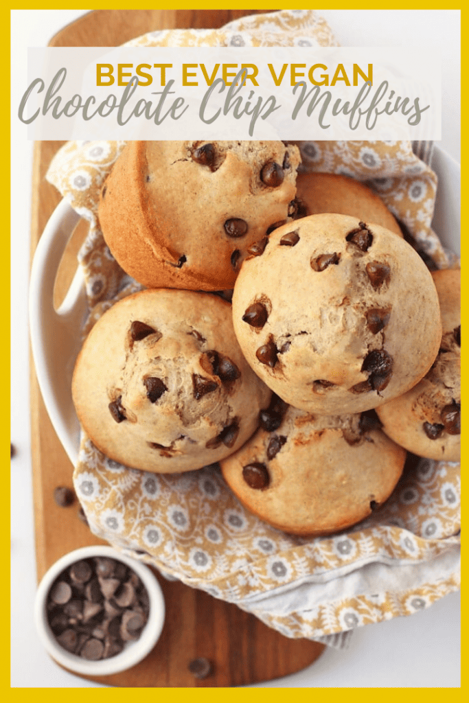 Wake up in decadent style with a Bakery-Style vegan Chocolate Chip Muffins. They are moist, fluffy, and bursting with chocolatey flavor. You're gonna love them!