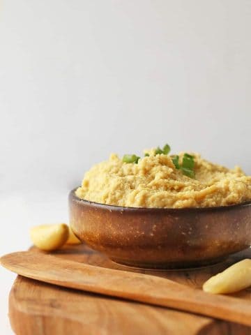 Finished recipe in a small brown bowl