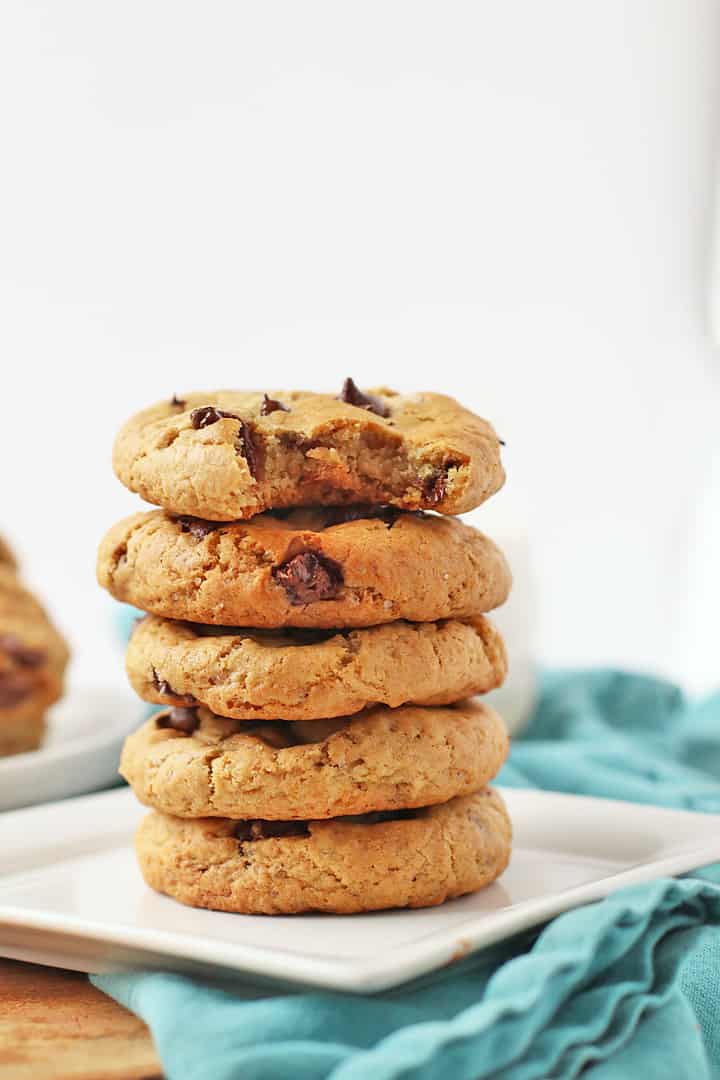 Stack of finished cookies on a white plate