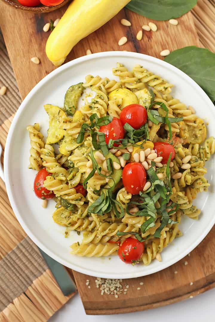 Vegan Pesto Pasta with Summer Squash and Cherry Tomatoes | My Darling Vegan