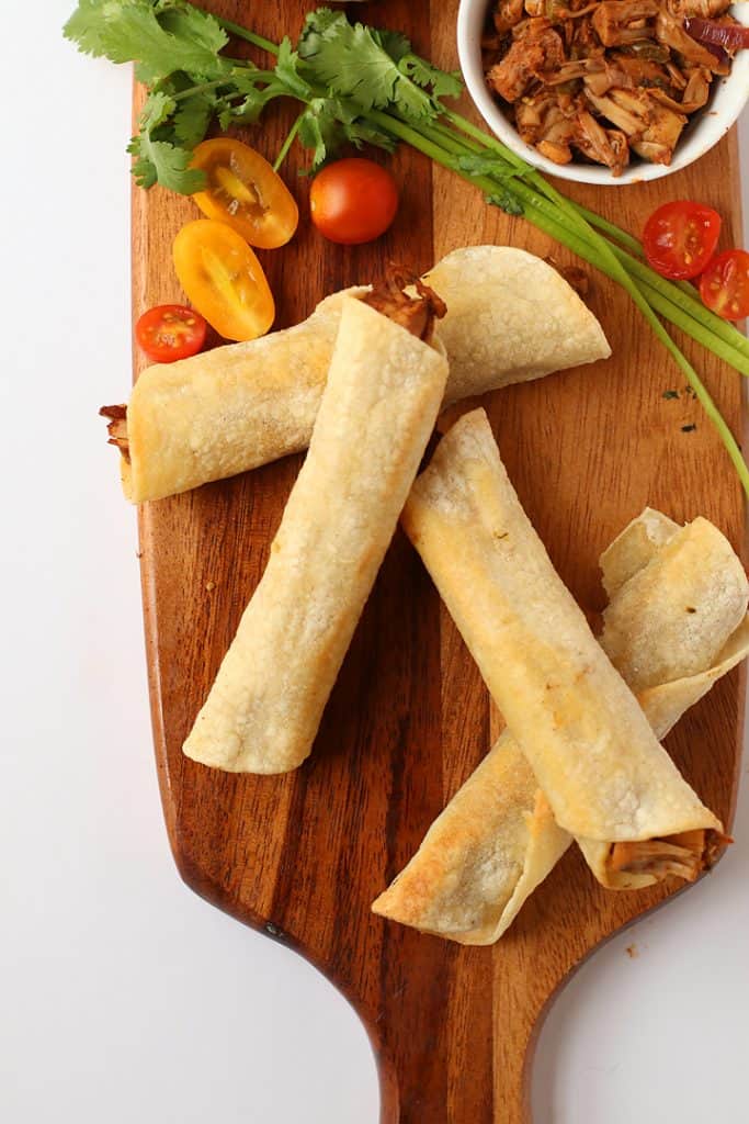 Vegan Taquitos with Jackfruit and Salsa Verde