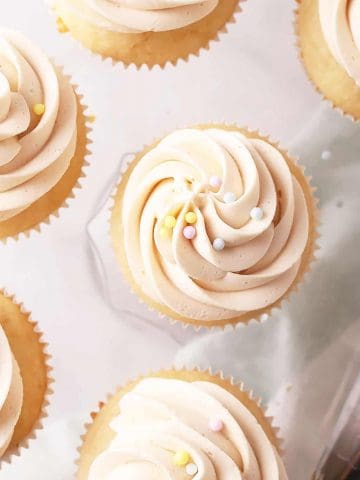 Vegan Vanilla Cupcakes with sprinkles