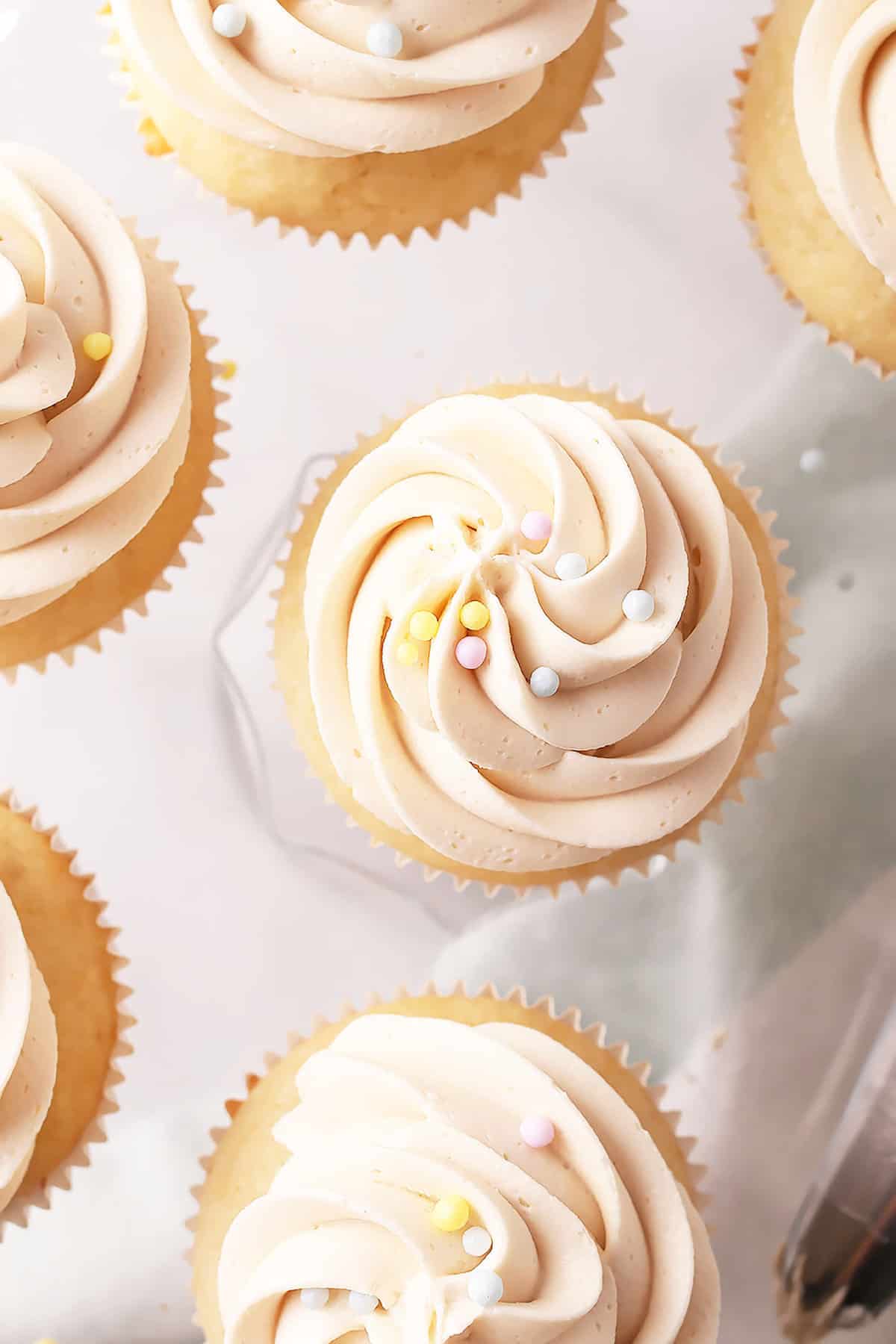 Vegan Vanilla Cupcakes with sprinkles