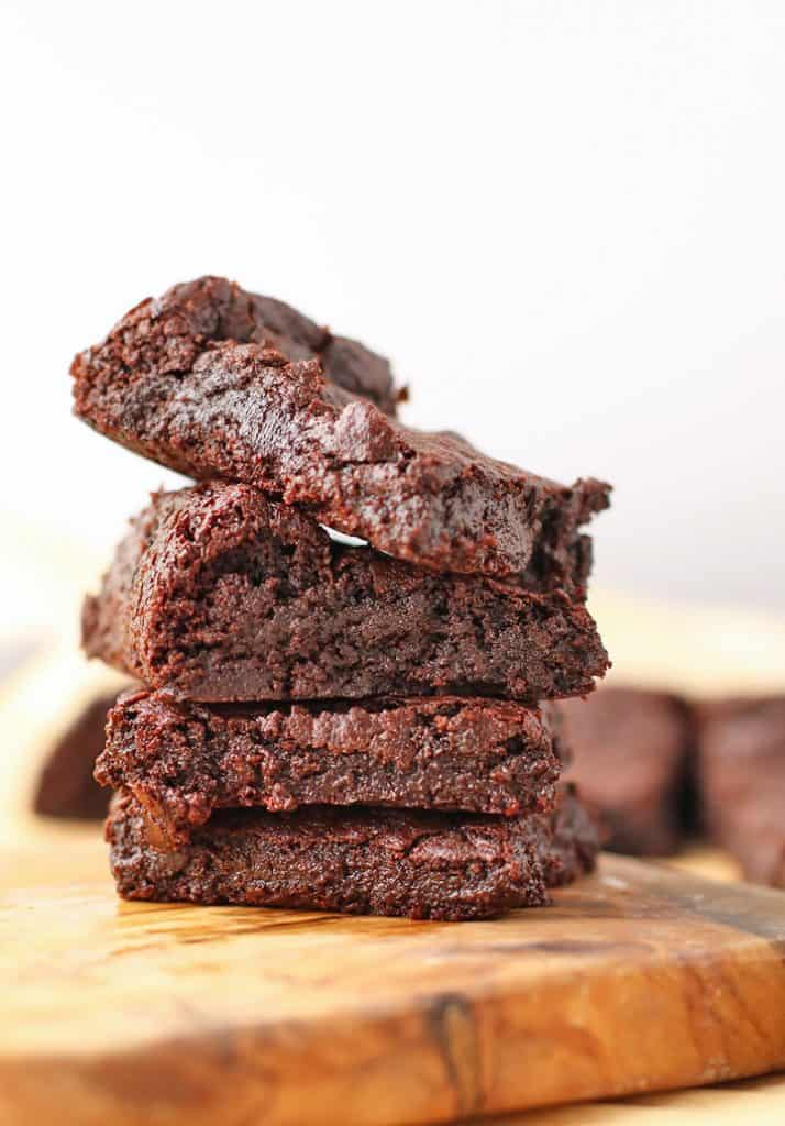 Stack of vegan brownies